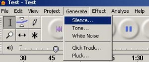 Generate silence in Audacity