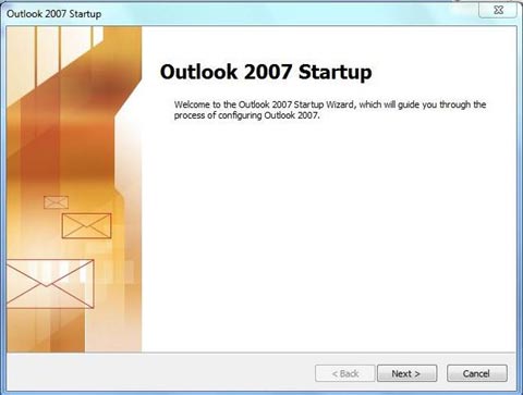 Outlook 2007 startup screen